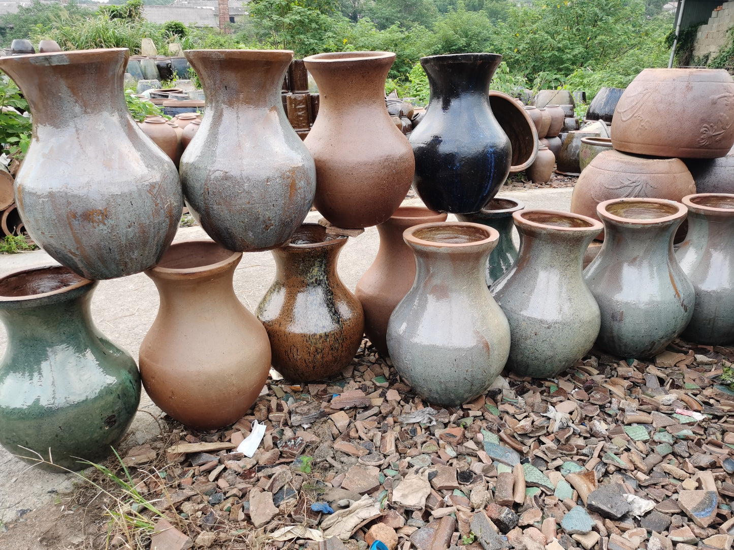 18#Pomegranate-shaped vase/flower arrangement stoneware pot/garden courtyard landscaping ceramic vase