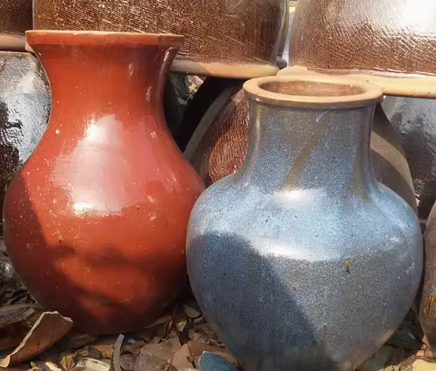 18#Pomegranate-shaped vase/flower arrangement stoneware pot/garden courtyard landscaping ceramic vase