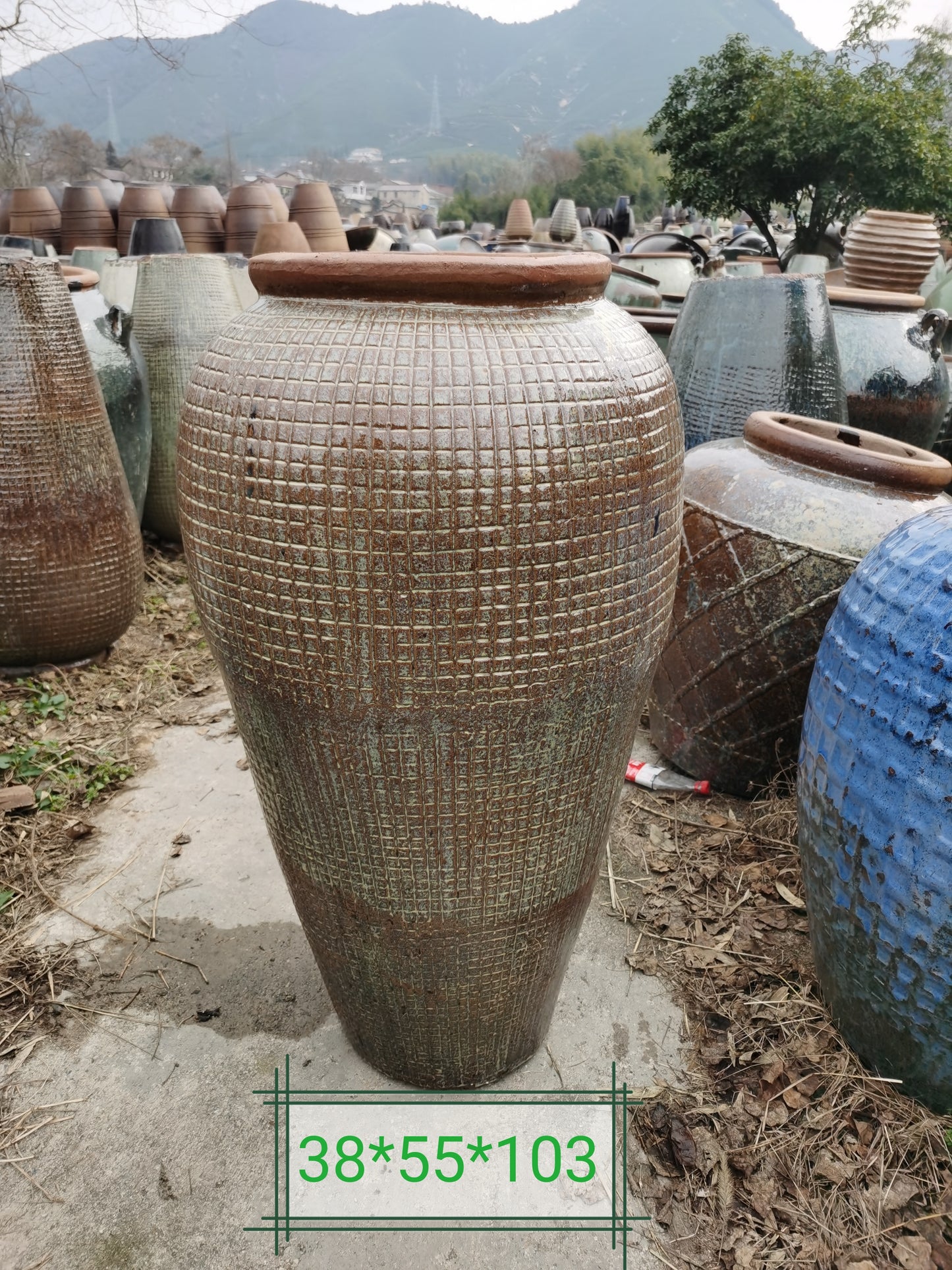 9#Grid/garden landscape/courtyard/scenery decorative pottery vase