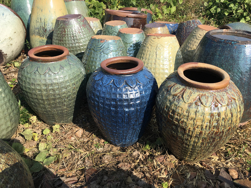 12#Lotus large lattice altar/stone pottery jar/courtyard garden landscape decoration
