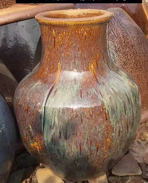 18#Pomegranate-shaped vase/flower arrangement stoneware pot/garden courtyard landscaping ceramic vase