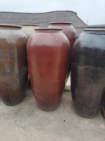8#Slender coarse clay pot/garden landscape combination pot/ornament/old retro ceramics