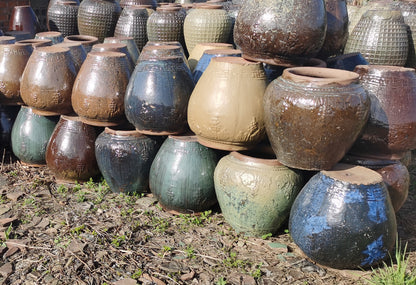 28#Grape shaped pottery altar/Chinese retro ceramics/garden ornament ceramics