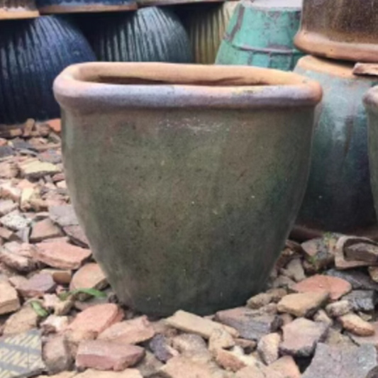 5#Square mouth stone pottery pot garden farm scenery earthenware