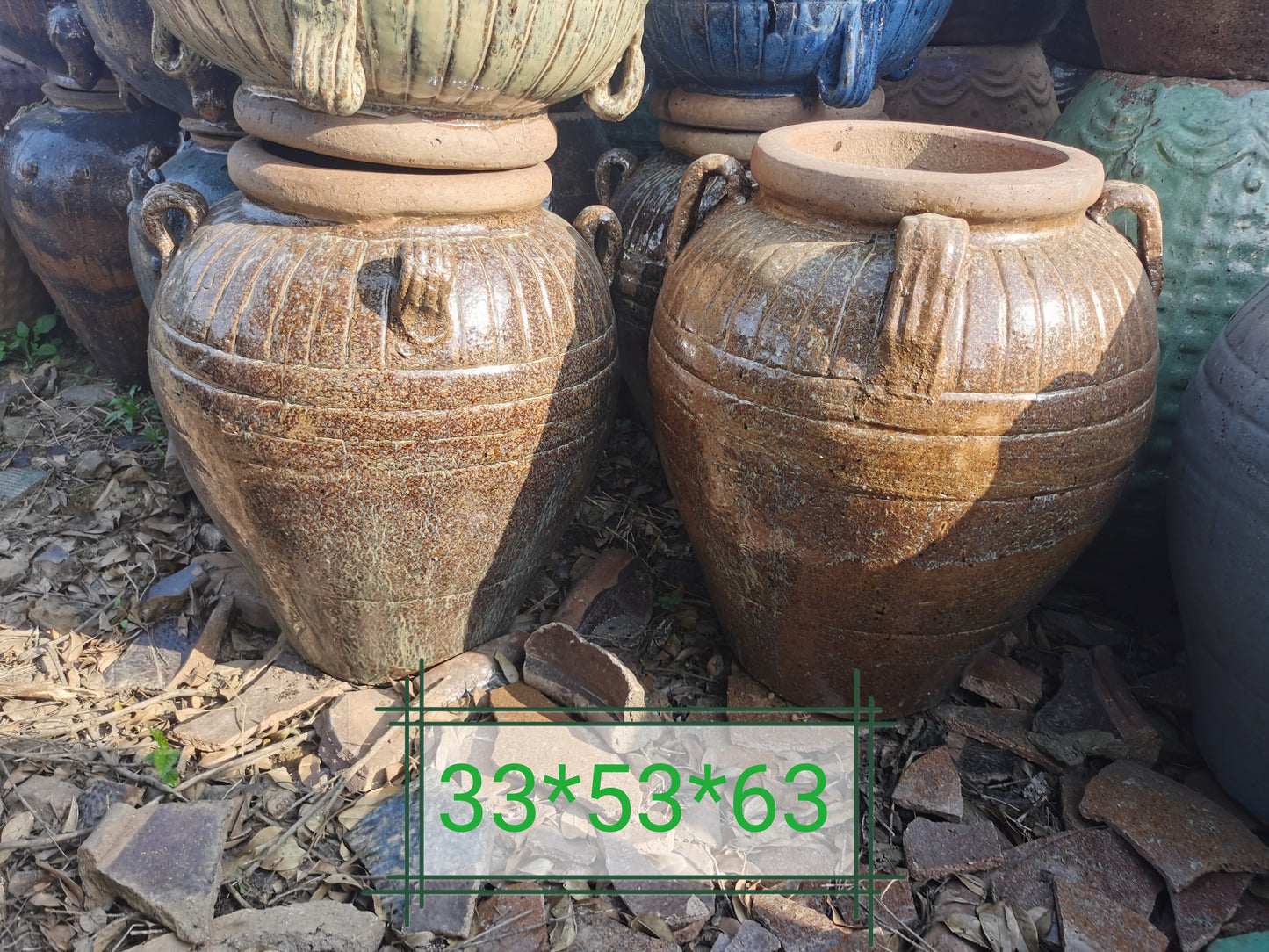 24#Small four-eared clay pot/vase flower arrangement/water feature clay pot/green plant landscaping flower pot