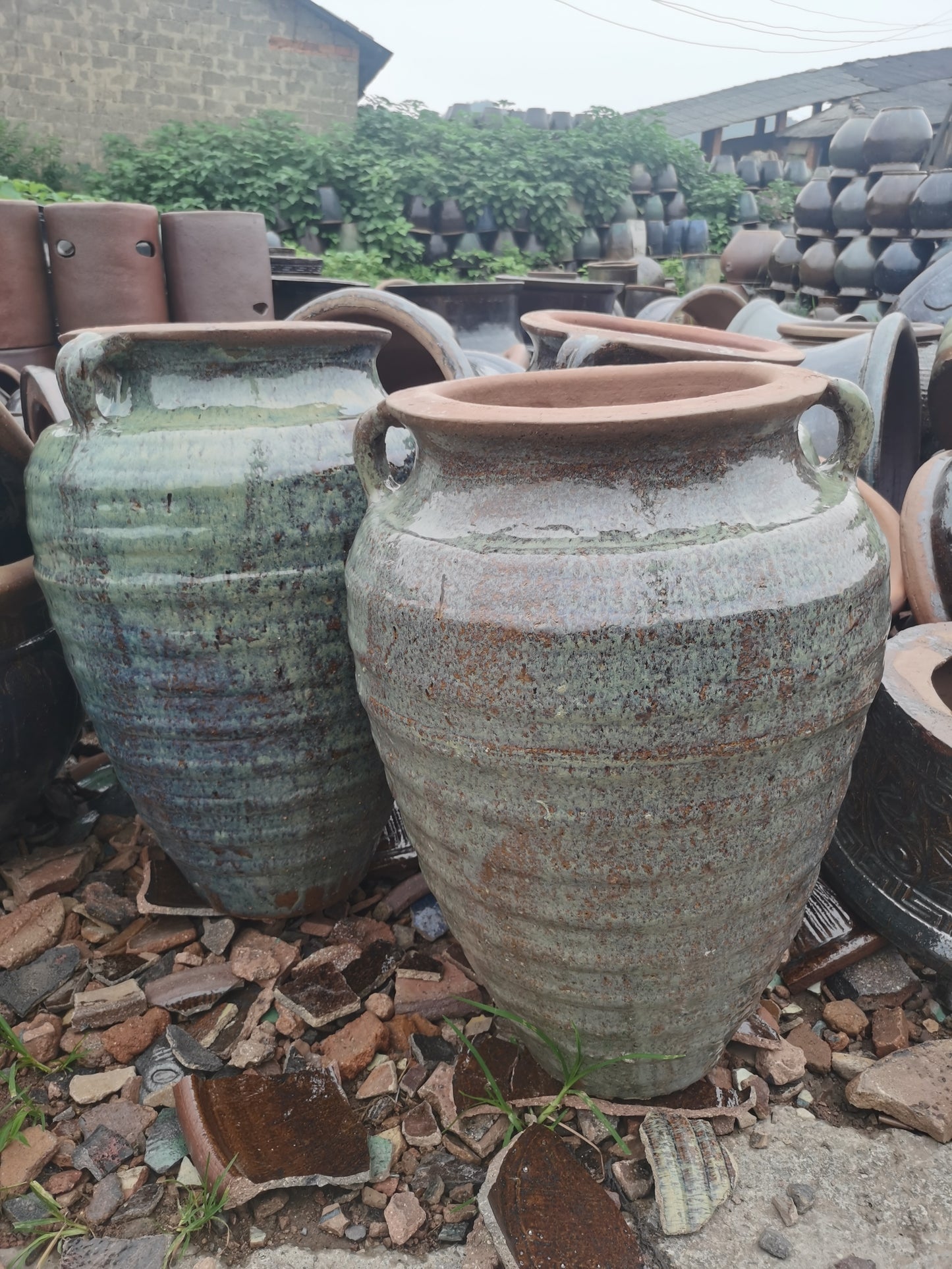 22#Medium-sized double-eared vase/vase flower arrangement/vase ornaments/green plant landscaping flower pot
