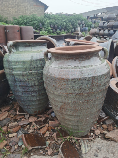 22#Medium-sized double-eared vase/vase flower arrangement/vase ornaments/green plant landscaping flower pot