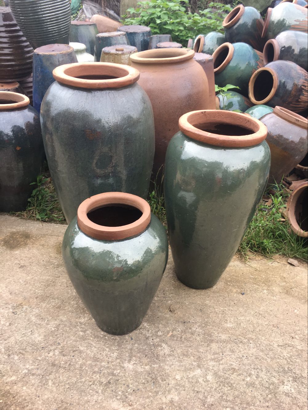 8#Slender coarse clay pot/garden landscape combination pot/ornament/old retro ceramics