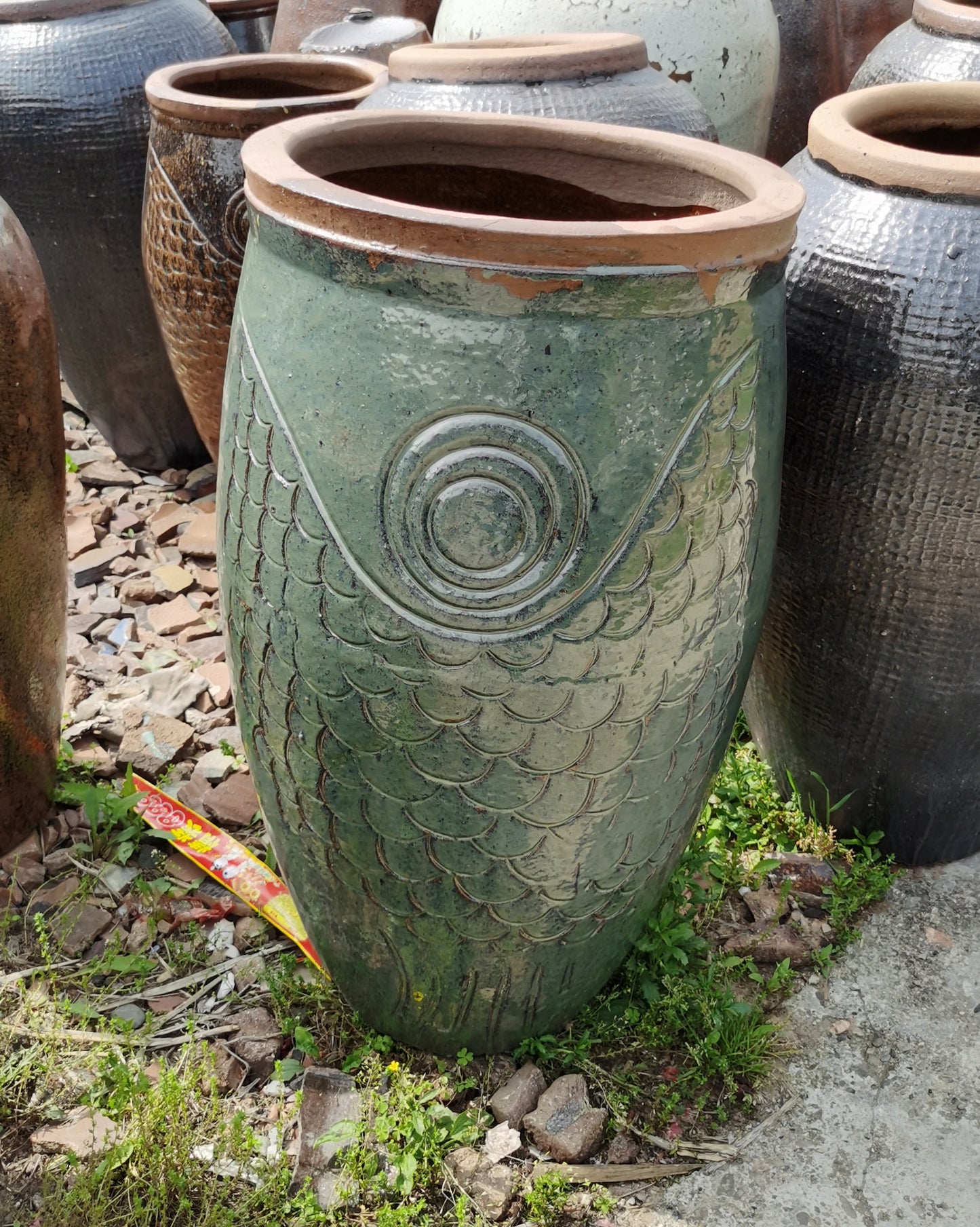 30#Fish-shaped tall tank/slender flower pot/green plant flower pot