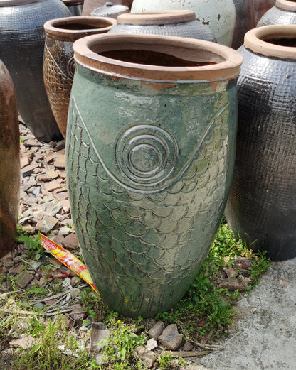 30#Fish-shaped tall tank/slender flower pot/green plant flower pot