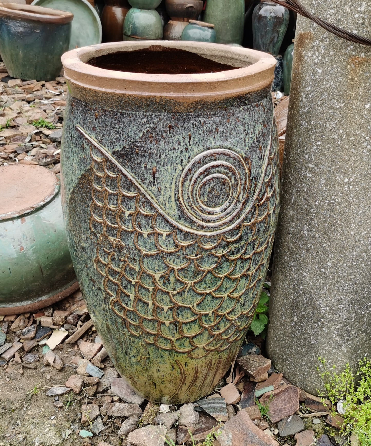 30#Fish-shaped tall tank/slender flower pot/green plant flower pot