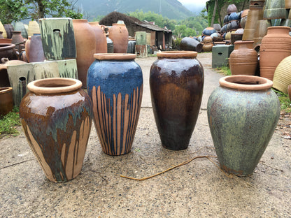 8#Slender coarse clay pot/garden landscape combination pot/ornament/old retro ceramics
