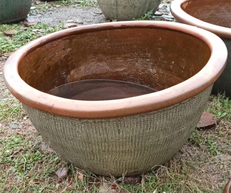37#Vertical pattern shallow basin/vertical pattern shallow tank/large lotus basin/garden wash basin