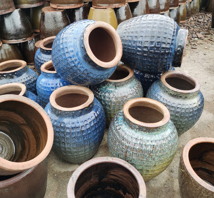 45#Checkered pottery altar/indoor soft pottery vase/garden pottery