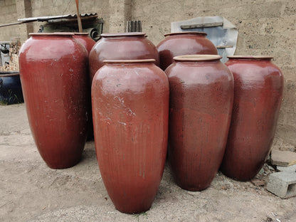 8#Slender coarse clay pot/garden landscape combination pot/ornament/old retro ceramics