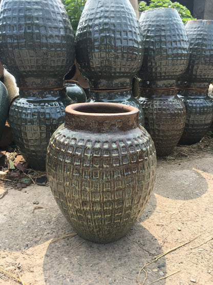 45#Checkered pottery altar/indoor soft pottery vase/garden pottery