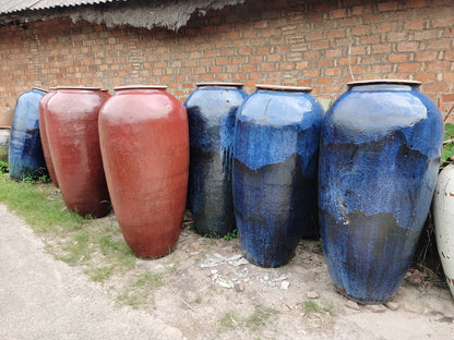 8#Slender coarse clay pot/garden landscape combination pot/ornament/old retro ceramics