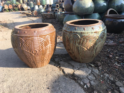 25#Wave pattern jar/hydroponic small pottery jar/garden landscaping pottery jar