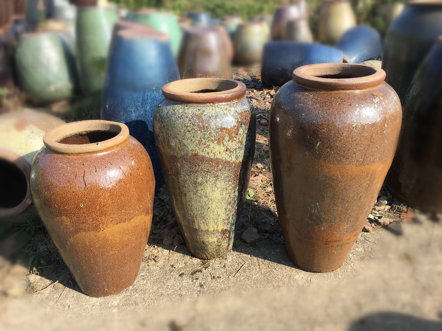 8#Slender coarse clay pot/garden landscape combination pot/ornament/old retro ceramics