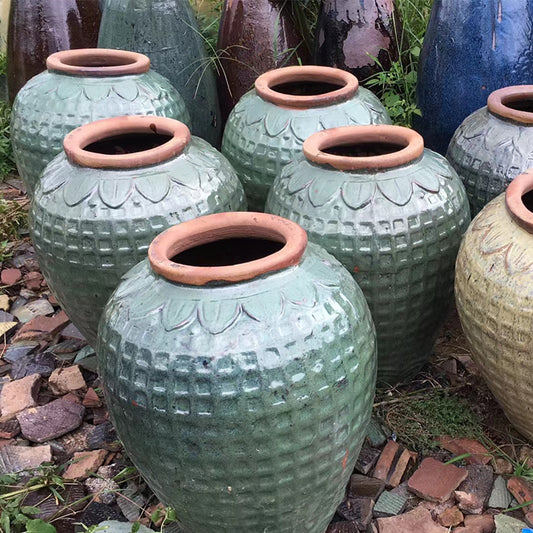 12#Lotus large lattice altar/stone pottery jar/courtyard garden landscape decoration