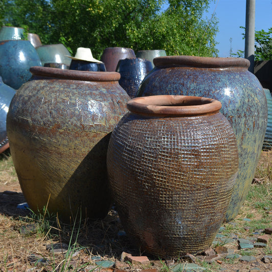 11#Smooth pottery pot/patterned pot belly altar/lattice decorative altar/hotel waterscape altar