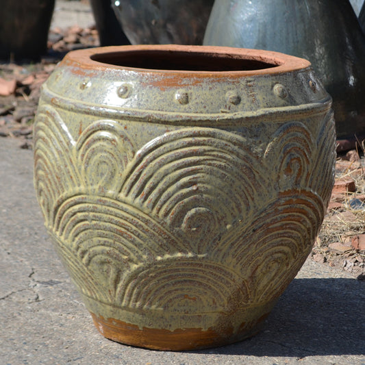 25#Wave pattern jar/hydroponic small pottery jar/garden landscaping pottery jar