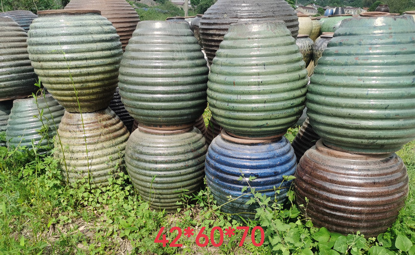 46#Threaded pottery altar/pot-belly pottery/garden pottery/retro pottery pot