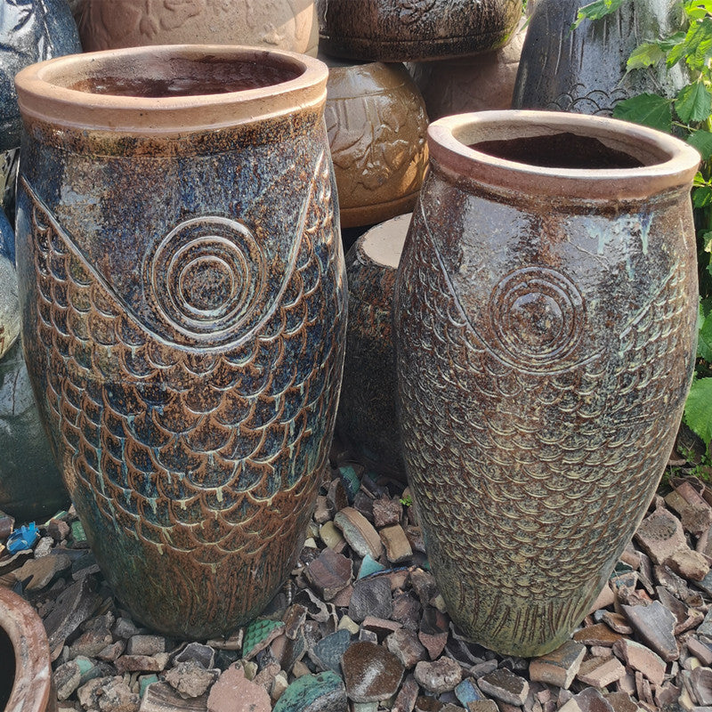 30#Fish-shaped tall tank/slender flower pot/green plant flower pot