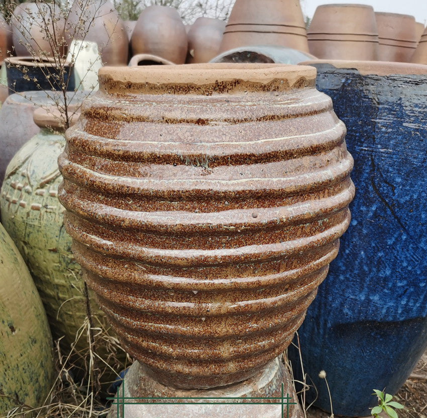 46#Threaded pottery altar/pot-belly pottery/garden pottery/retro pottery pot