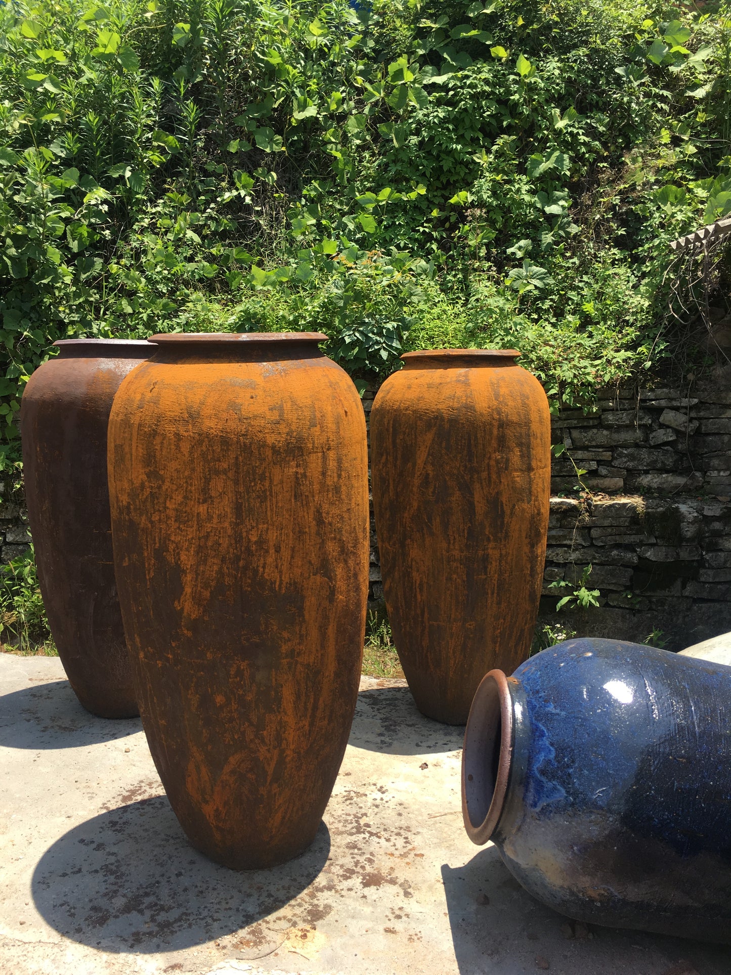 8#Slender coarse clay pot/garden landscape combination pot/ornament/old retro ceramics