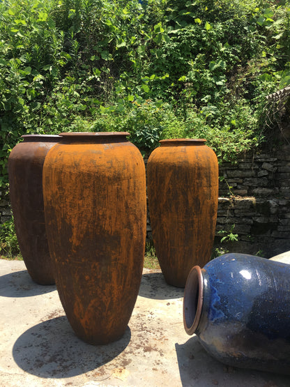 8#Slender coarse clay pot/garden landscape combination pot/ornament/old retro ceramics