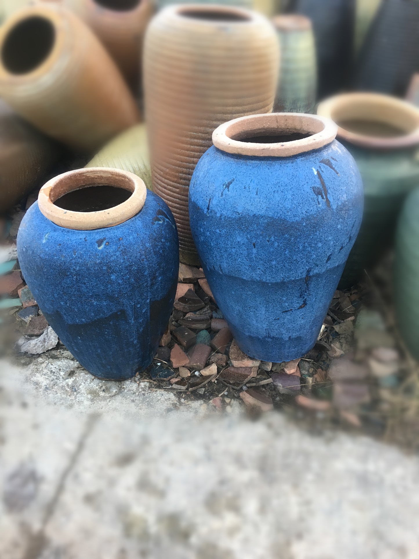 8#Slender coarse clay pot/garden landscape combination pot/ornament/old retro ceramics