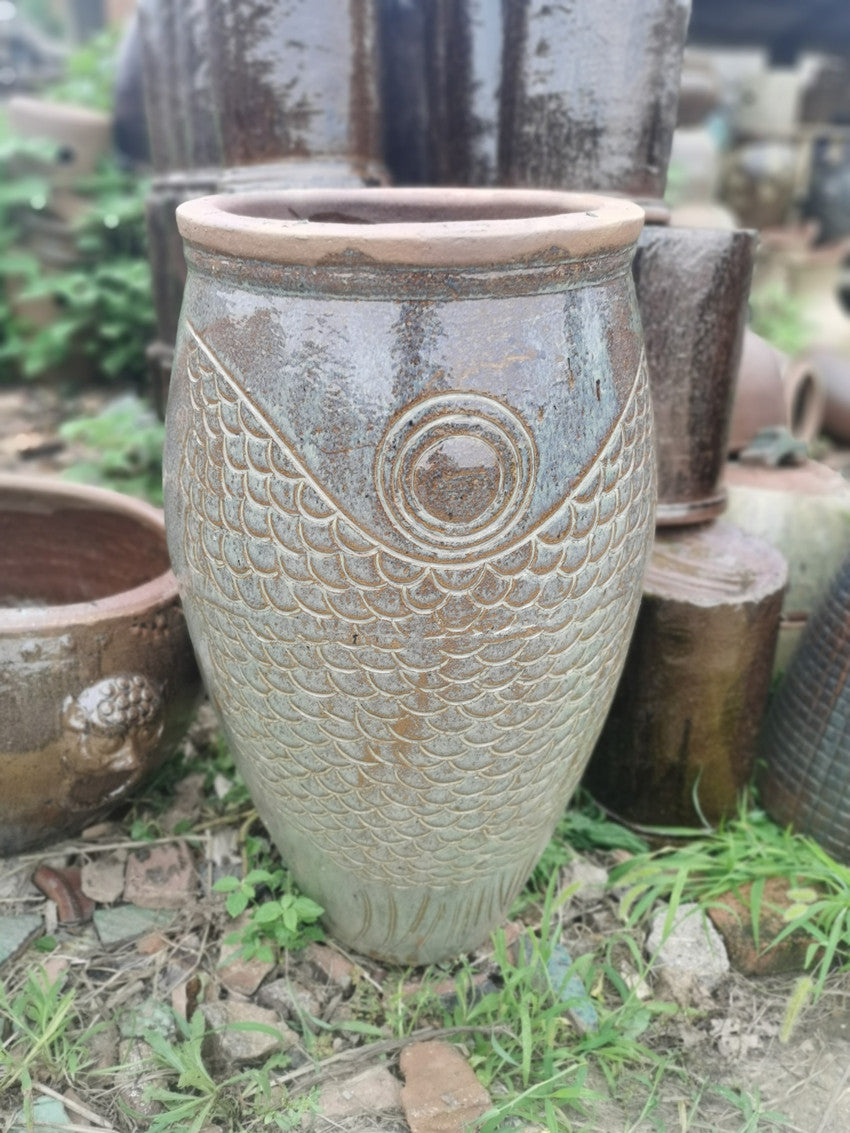 30#Fish-shaped tall tank/slender flower pot/green plant flower pot