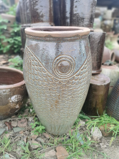 30#Fish-shaped tall tank/slender flower pot/green plant flower pot