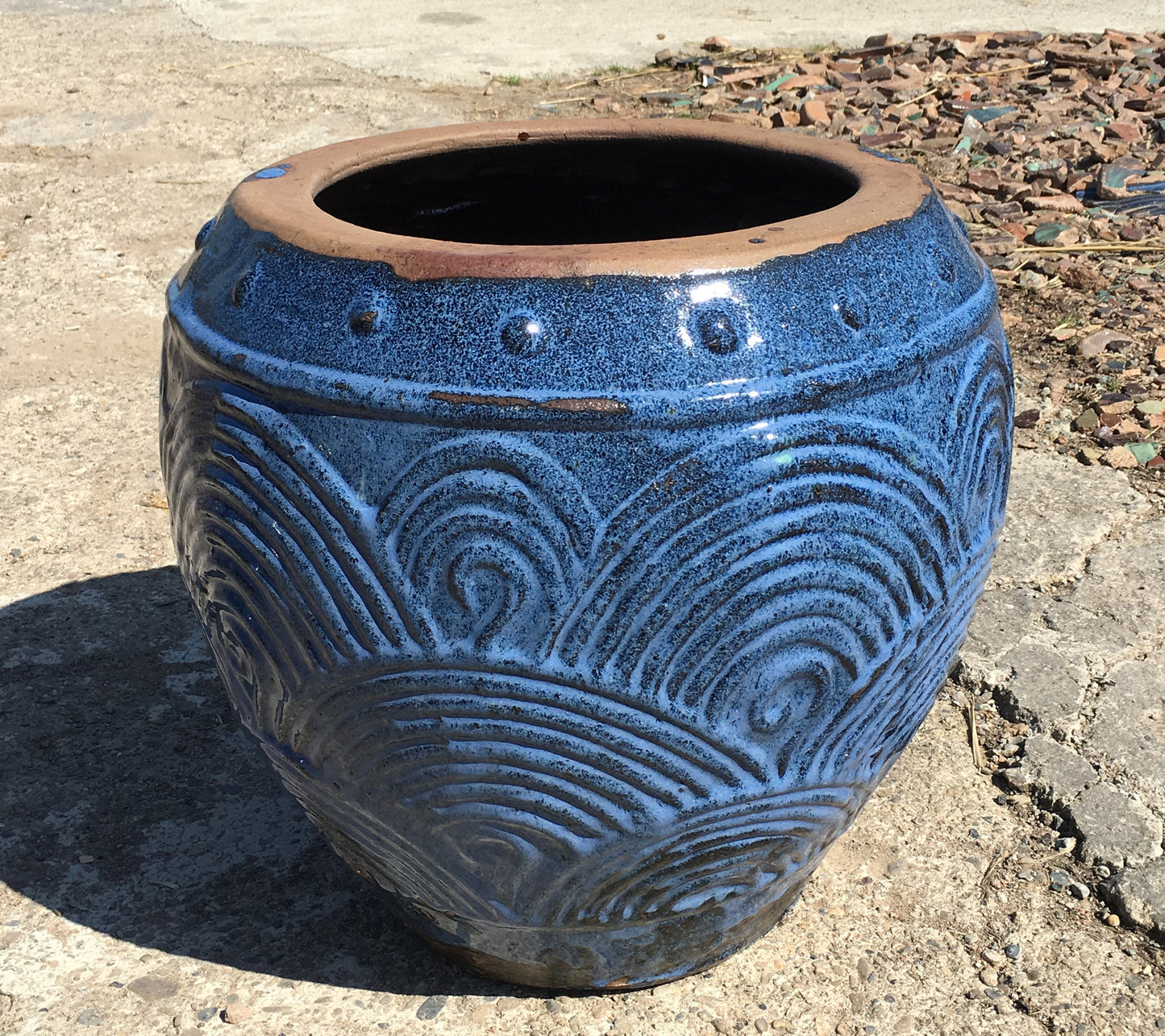 25#Wave pattern jar/hydroponic small pottery jar/garden landscaping pottery jar