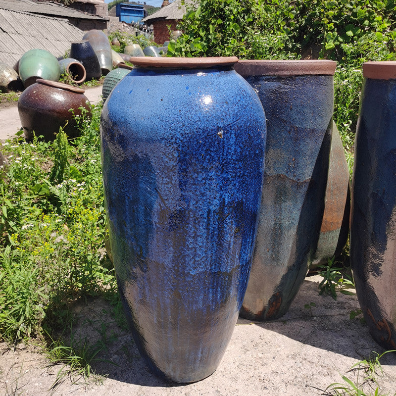 8#Slender coarse clay pot/garden landscape combination pot/ornament/old retro ceramics